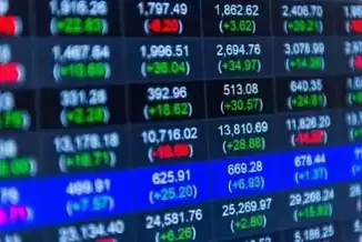 Stock market chart,Stock market data on LED display concept , Selective Focus